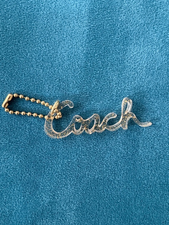 Coach Accessories - Coach Poppy Clear Script with Gold Glitter Hangtag with Gold Chain